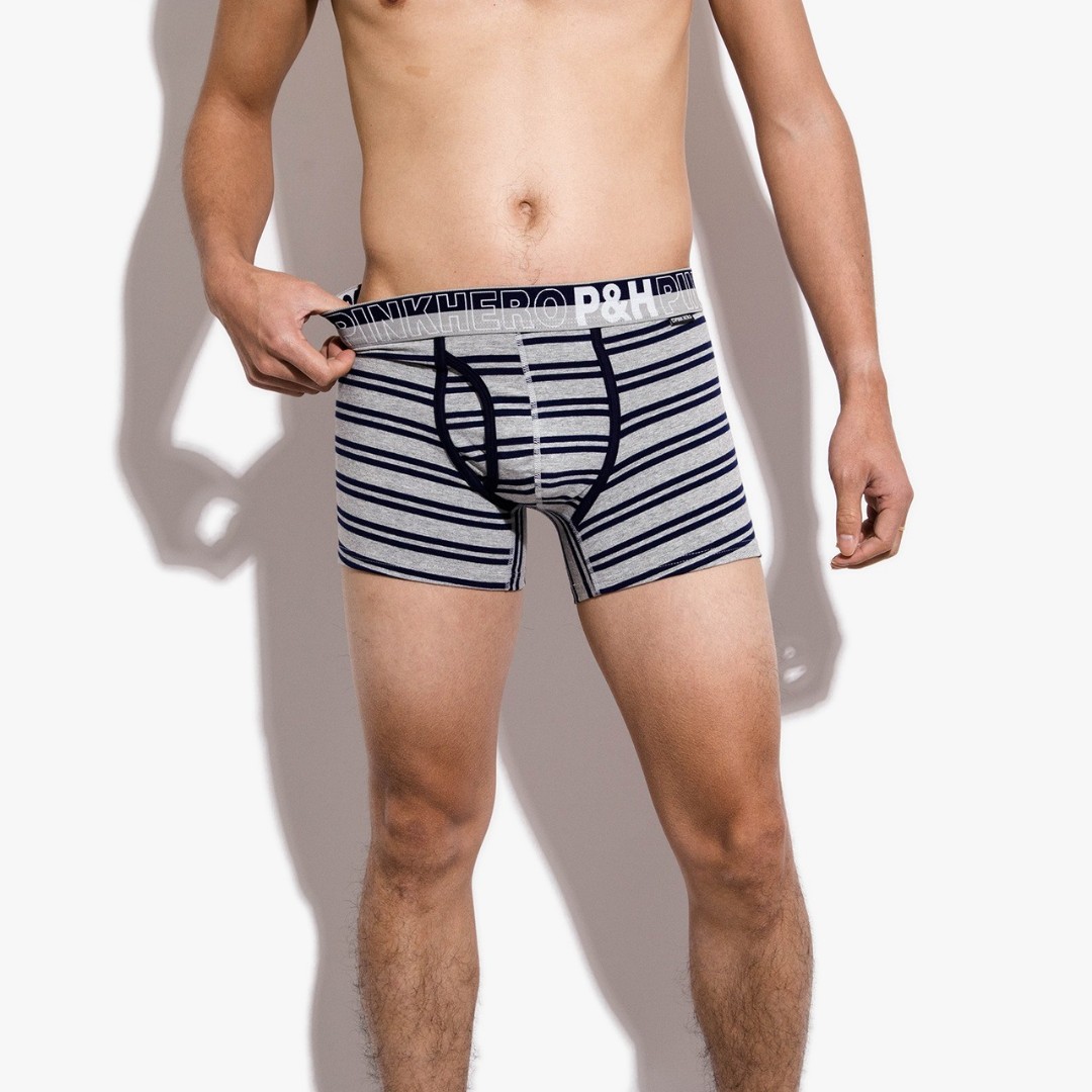 Мужские трусы боксеры Pink Hero Strip black/grey фото 2