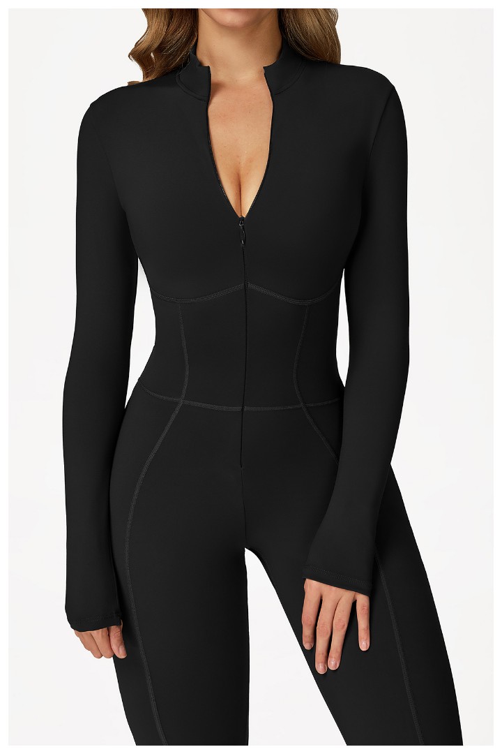 Спортивный утепленный женский комбинезон на флисе Foxy black фото 2