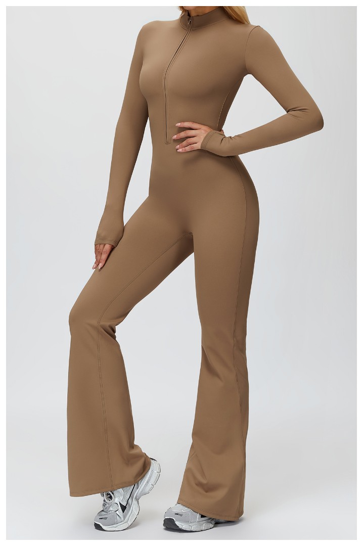 Спортивный утепленный женский комбинезон на флисе кльош Amen nude фото 5