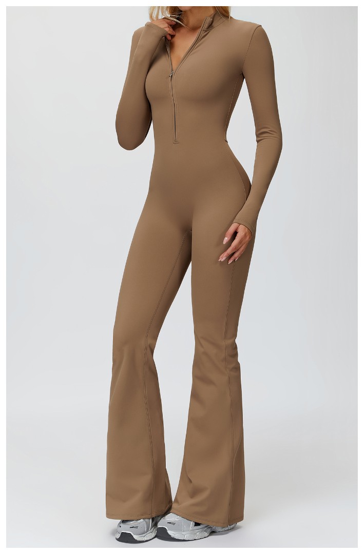 Спортивный утепленный женский комбинезон на флисе кльош Amen nude фото 1