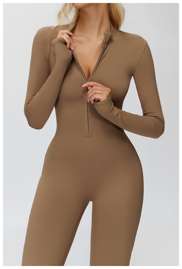 Спортивный утепленный женский комбинезон на флисе кльош Amen nude фото 3
