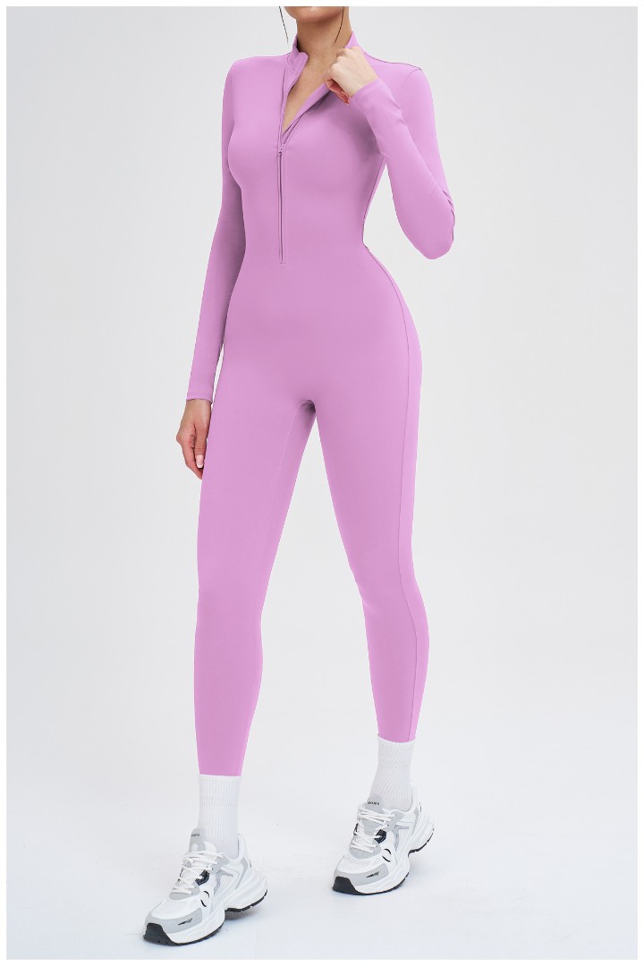 Спортивный женский комбинезон тёплый на флисе Ona soft lilac фото 4