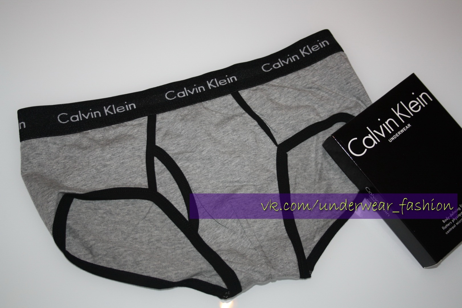 Мужские трусы брифы Calvin Klein 365 Grey Black Brief фото 2