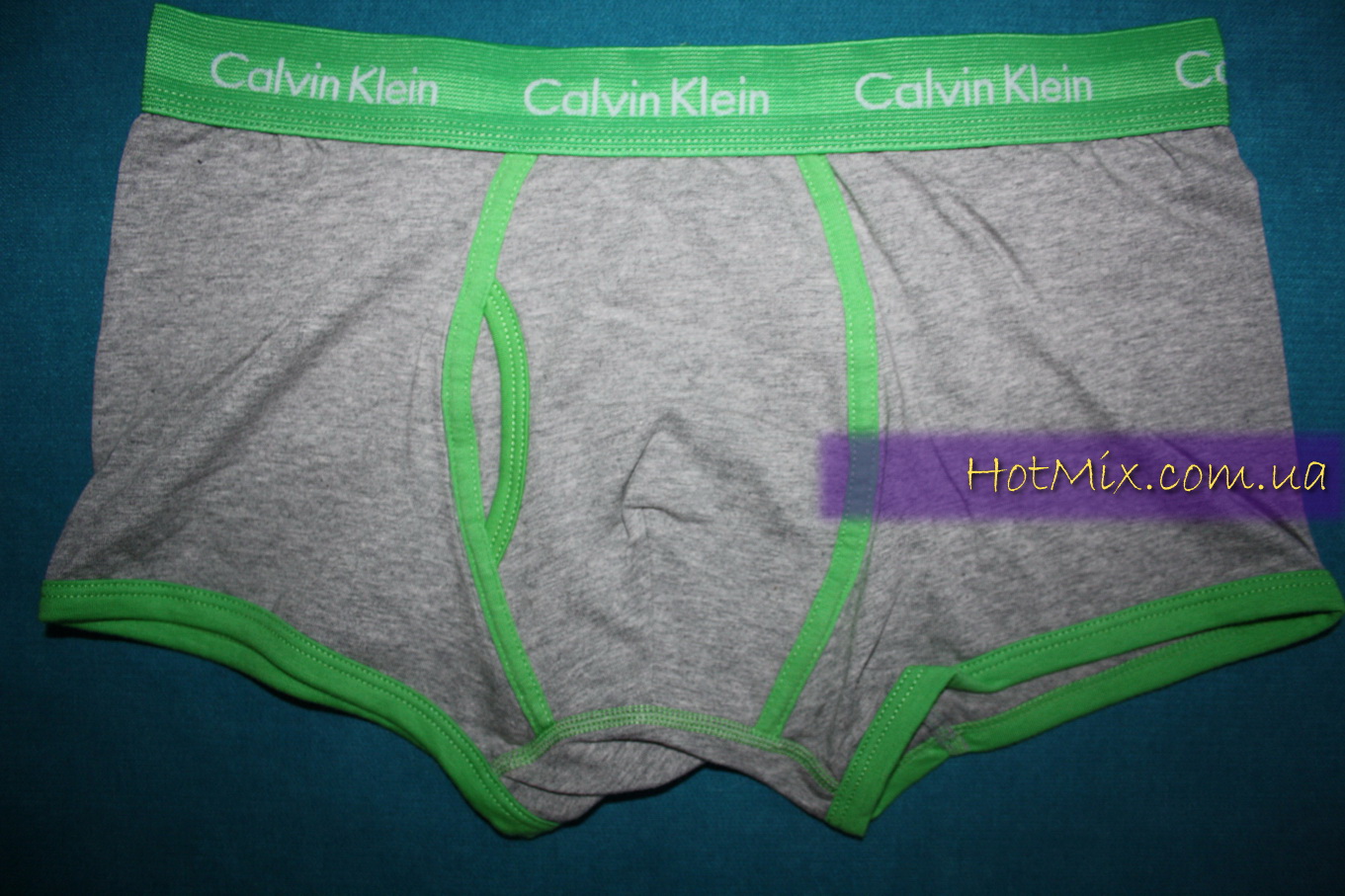 Мужские боксеры Calvin Klein 365 Серые зеленый кант фото 2