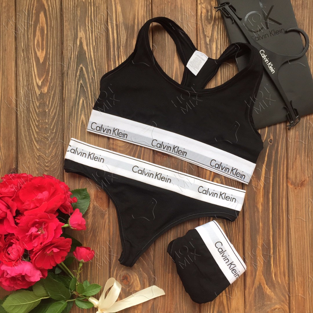 Спортивный комплект Calvin Klein Топ Стринги черный фото 1